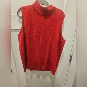 Good Clothes Woman Red Sleeveless Turtleneck Sweater 2X Classic Knit Pullover